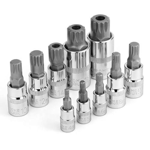 Paoeyrb 10Pcs Triple Square Spline Bit Socket Set