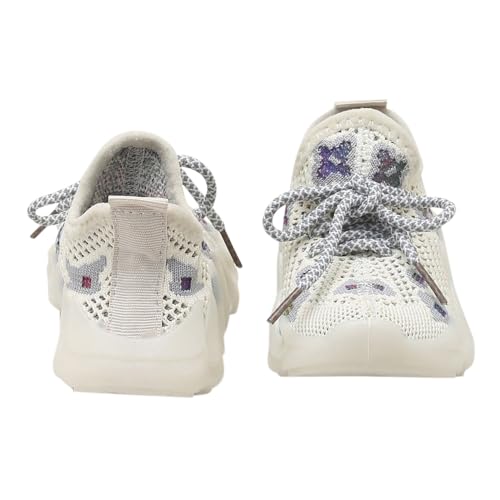 Image of Hopscotch Baby Boys and Baby Girls Mesh Applique Art Printed Lace Athletic Shoes in Beige Color