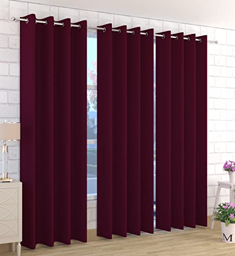 Kiara Creations 1 Piece Room Darkening Thermal Insulated Blackout Curtains for Long Door 9 Feet, Wine