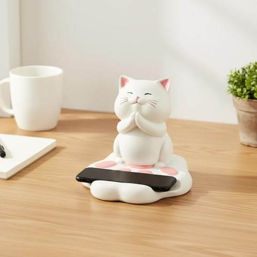 Soporte de teléfono con figura de gato Milageto para oficina y hogar 5