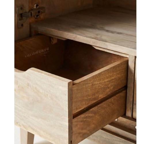 Image of Eisth Wooden Sideboard Cabinet for Living Room | Handcrafted Solid Wood Storage Cabinet with 2 Doors | Crockery Cabinet for Home | Wooden Furniture for Home (Natural)