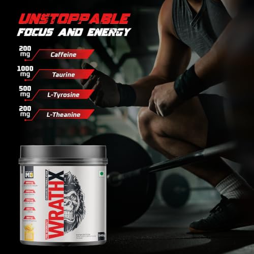 Image of MuscleBlaze Pre Workout WrathX Powder, Mango Mayhem, 540g | 30 Servings | Fully Loaded, Crash Free with Caffeine, Citrulline and Beta Alanine