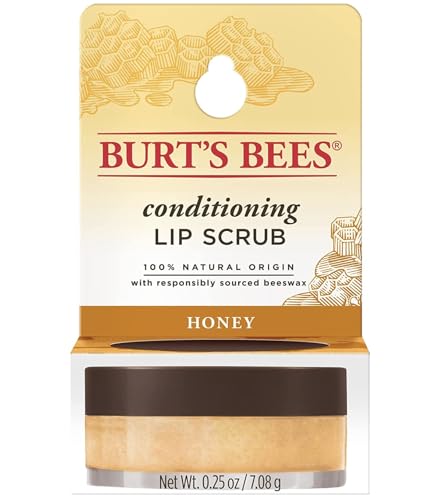 Burt's Bees Conditioning Honey Lip Scrub, Exfoliates & Conditions Dry Lips, with Honey Crystals, Use with Overnight Intense Treatment, Natural Origin Care, 0.25 oz.