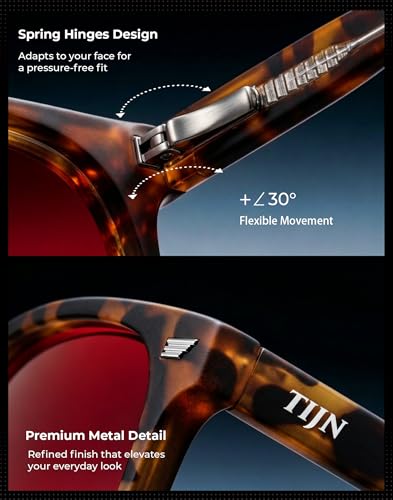 Image of TIJN Premium Blue Light Blocking Glasses for Women Men Computer Gaming Use | Square TR90 Frame Nerd Eyeglasses Anti Blue Ray with Red, Orange, Clear Lens for Computer, Phone, TV and Evening Screen Use