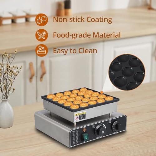 GarveeTech mini pancake maker Round single hole round 1.8 in/4.5 cm +heart shaped 1.6 in x1.6 in x0.4 in Muffin Maker Machine - Efficient Pancake Production, Fast Heating, User-Friendly Operation by GarveeTech - Image 2