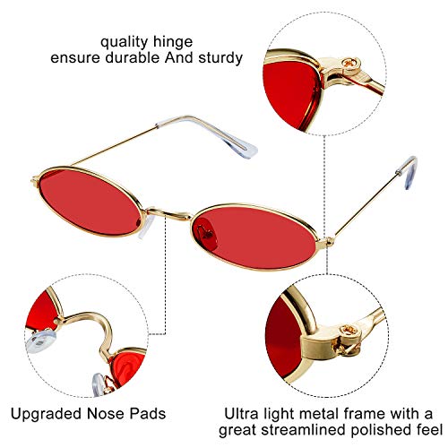 6 Pairs Vintage Oval Sunglasses Metal Frame Oval Sunglasses Slender Candy Color Sunglasses Eyewear3