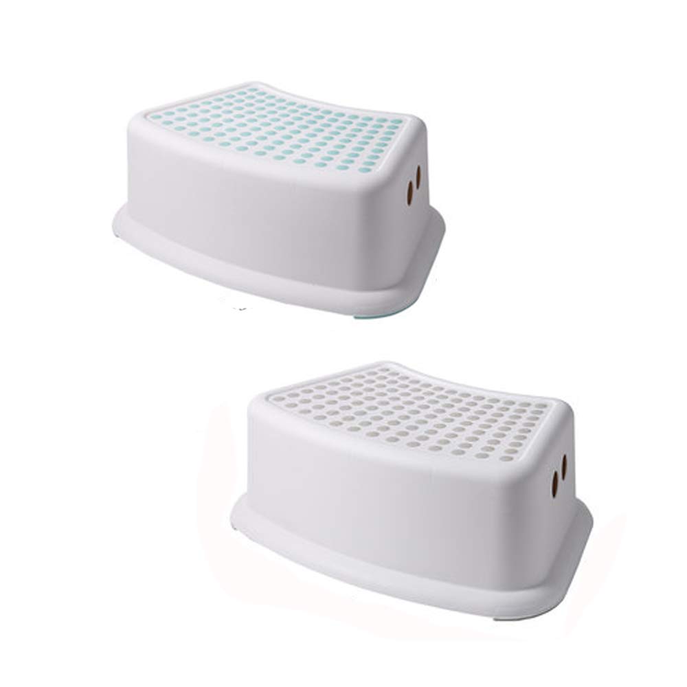 2 Kids Step Stool, Multi-Functional portable stackable Stool, Edge arc design, Slip Resistant, for Safety as Bathroom Potty Stool or Kitchen Step Stool, Grey, Blue