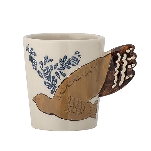 Bloomingville Hezha Tasse mit Griff in der Farbe Natur aus Steingut, 9x8cm, 260ml, 82058211