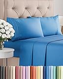 Queen Size 4 Piece Sheet Set - Comfy Breathable & Cooling Sheets - Hotel Luxury Bed Sheets for Women & Men - Deep Pockets, Easy-Fit, Soft and Wrinkle Free Sheets - Royal Blue Oeko-Tex Bed Sheet Set