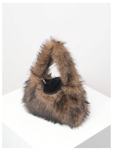 Bolso de hombro de felpa sintética para mujer miniatura 5