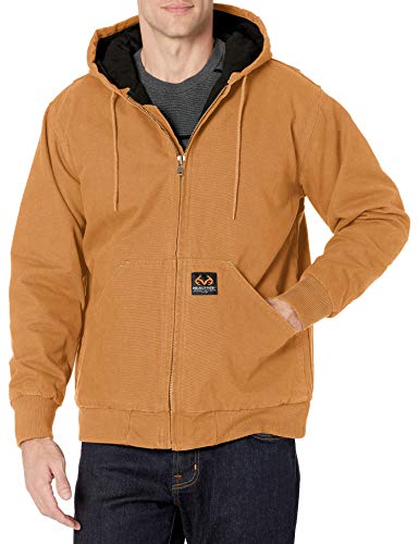 Image of mens Realtree Quilted Lined Canvas Hooded Jacket