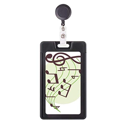 Porte-badge enrouleur rétractable notes de musique avec rabat de fixation