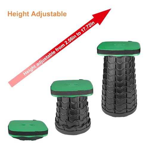 Image of Boreeman Collapsible Square Portable Stool - Lightweight Yet Sturdy With 400lbs Load Capacity, Upgraded Foldable for Camping, Fishing, Hiking, BBQ (Army Green)