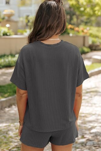 Image of Womens Pajama Sets 2 Piece Pjs Sleepwear Soft Comfy Short Sleeve Tops and Shorts Lounge Set Loungewear Outfit