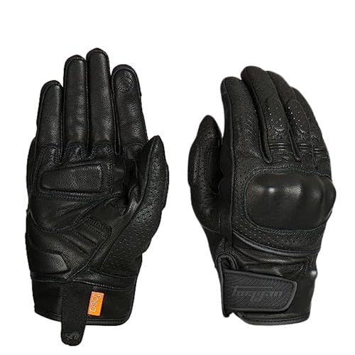 Furygan LR Jet Vented D3O - Tactile - Paume 100% Cuir DE Chevre - Gants DE Moto LEGERS Homme - Protection METACARPES D3O - Aventure Touring Urbain, Noir