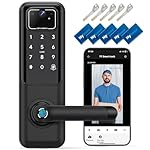 WiFi Video Smart Door Lock: Fingerprint Door Lock with Camera- Keyless Entry Door Lock with Handle - Electronic Digital Door Lock with Keypad - WiFi Smart Lock for Front Door, Black, H3 Pro