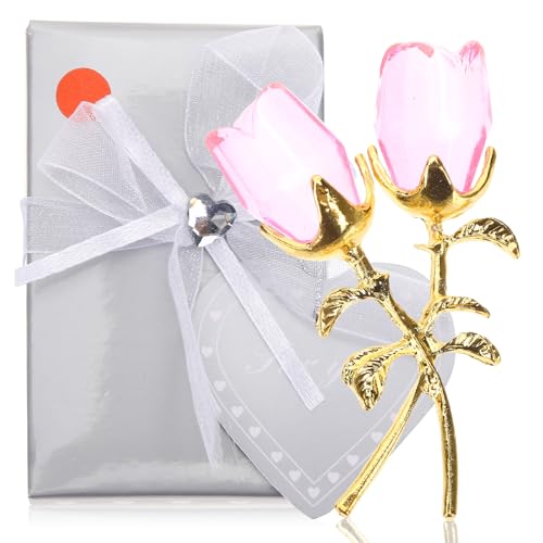 VOSAREA Figura Adecuado para Crear Ambiente Romántico Rosa Tallo Metálico de Adorno Elegante para en Bodas y Fiestas