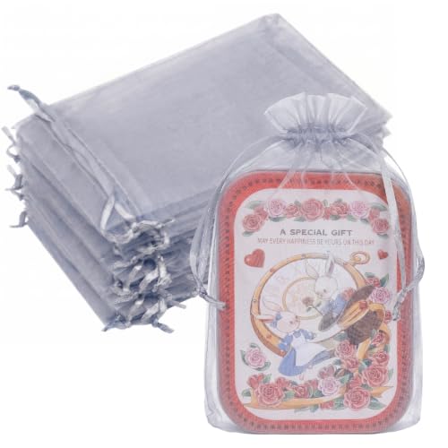 Image of Crweety 50PCS Organza Bags 6x9 Grey Small Gift Bags Mesh Drawstring | Party Favor Goodie Bag Bulk, Jewelry Sachet Candy Treat Soap Makeup Pouches, Wrap for Wedding Baby Shower Birthday Halloween
