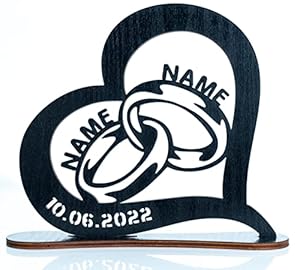 Waluna personalisierter Teelichthalter Eheringe Herz