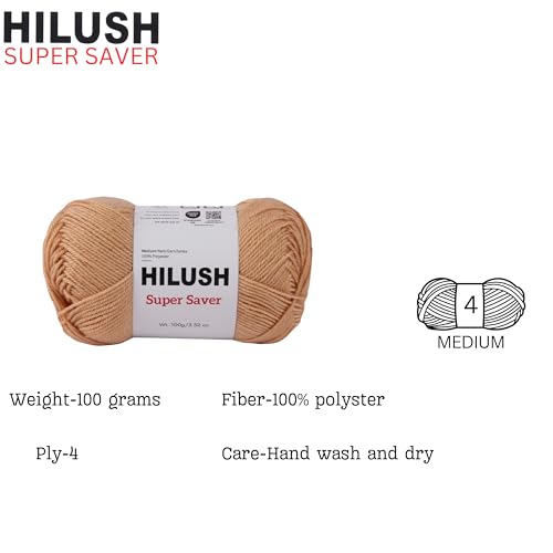 Image of SUPERSAVER, Poly Yarn Supersoft Hand Knitting Wool Ball, (1 Ball /100 Gram Each) Ball Suitable for Craft, Crochet, Amigurumi, Embroidery, Toys, Garments, Flowers and Hobby Projects , 2 Fine , Shade no (golden beige)