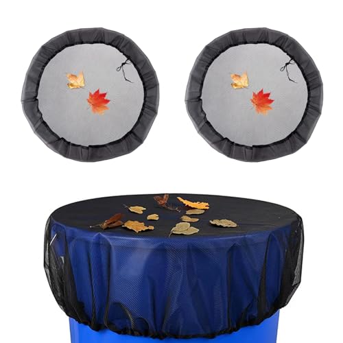 ChangXiang 2Pcs Durable Black Polyester Rain Barrel Mesh Covers, Round, No Odor, Strong, Adjustable, Mosquito-Proof, Insect-Proof, Rain Collector Protector Covers