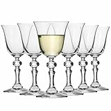 Krosno | Weißweingläser | 6er-Set à 150 ml | Krista Kollektion | Bleifreies Kristallglas | Elegante Form | Stilvoller, geprägter Stiel | Spülmaschinenfest
