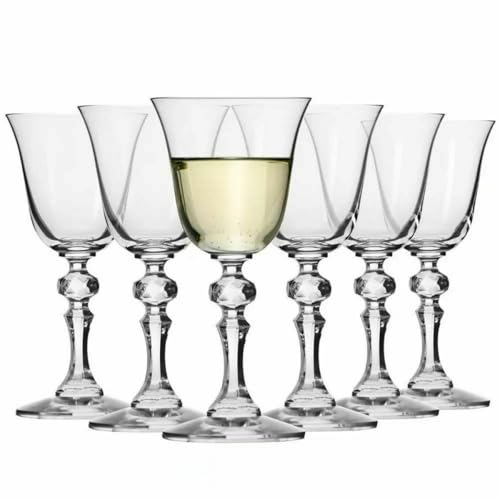 KROSNO | Weißweingläser | Set 6 x 150 ml | Krista Kollektion | Bleifreies Glas Crystalline | Elegante Form | Stilvoller Prägefuß | Ideal als Geschenk | Spülmaschinenfest