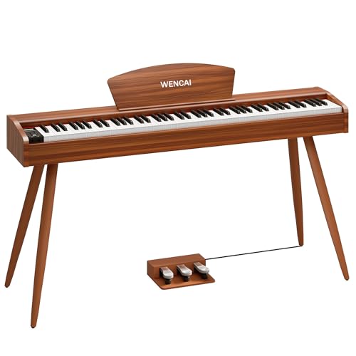 WENCAI Digital Piano 88-Key Fully Weighted Keyboard - Hammer Action Electric Piano, Full-Size Wooden Pianos for Beginner Professional Adults with Sheet Music Stand Triple Pedal