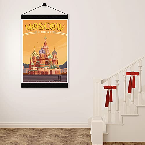 Xtvin Russia Moscow Red Square St. Basil's Cathedral Vintage Travel Posters From Around The World Landscape Wall Art Print Decor Painting Gift Home Decoration Stickers (12X18 Inch) #TOP7