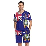 GuoChe Conjunto de pijama para hombre, 2 piezas, suave, camiseta y pantalones cortos, ropa de dormir, ropa de descanso, talla S, Bandera de Georgia del Sur y Sandwich del Sur, Small