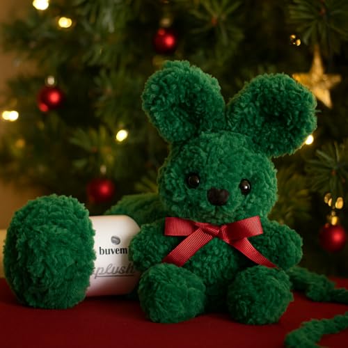 Image of Plush Faux Fur Bulky Yarn, Super Soft Fluffy Fuzzy for Knitting Crocheting Crafting, 100 Gram (3.53 Ounces) 109 Yards (100 Meters) (Pine Green)