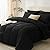 CozyLux King Size Comforter Set - 7 Pieces Bed in a Bag Set Black King, Complete Bedding Sets Bed Set for All Season with Comforter, Flat Sheets, Fitted Sheet, Pillowcases & Shams