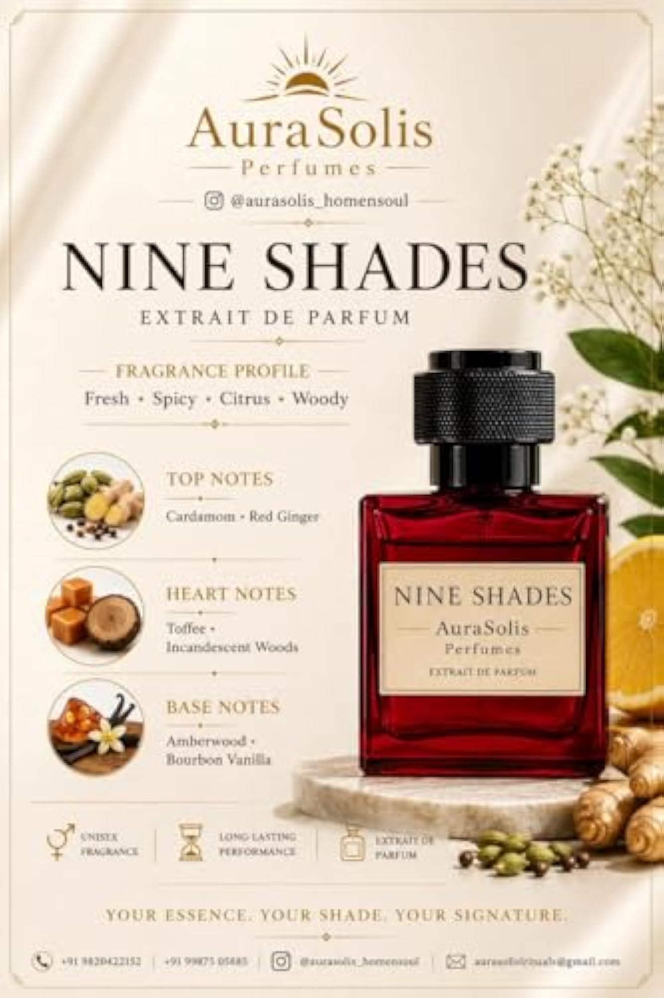 Nine Shades Long Lasting Luxury Perfume, Unisex