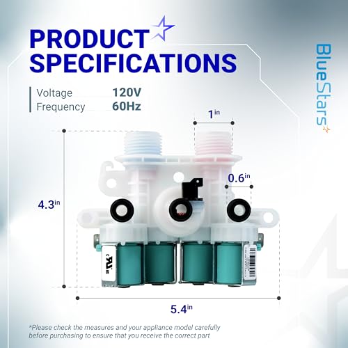 Image of Water Inlet Valve For Whirlpool Kenmore Maytag Washers MVWB835DW0 MVWB765FW1 MVWB835DW1 MVWB765FW2 WTW7500GW2 MVWB765FW3 MVWB865GC0 MVWB765FW0 MVWB835DW3 MVWB766FW1 WTW8500DC0 WTW8500DC5 WTW7500GW0