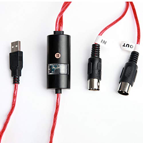 Hanovya MIDI Cable MIDI USB Interface Adapter with Input&Output Connecting with Keyboard/Synthesizer for Editing&Recording Track work with Windows/Mac OS for Studio USB 2.0 Red - Thumbnail 4
