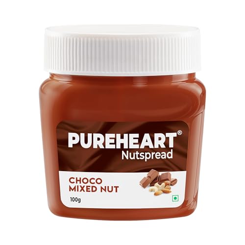 Image of Pureheart Nut Spread Choco Mixed Nut (100 gm) Nutty Chocolate Spread for Breakfast, Delicious, Smooth & Creamy Snack
