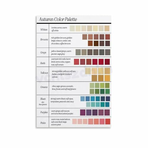 Soft Autumn Color Palette Poster Neutrals Warm Shades Fashion Design Guide (2) Canvas Painting Posters And Prints Wall Art for Living Room Bedroom Decor 12x18inch(30x45cm) Unframe-style
