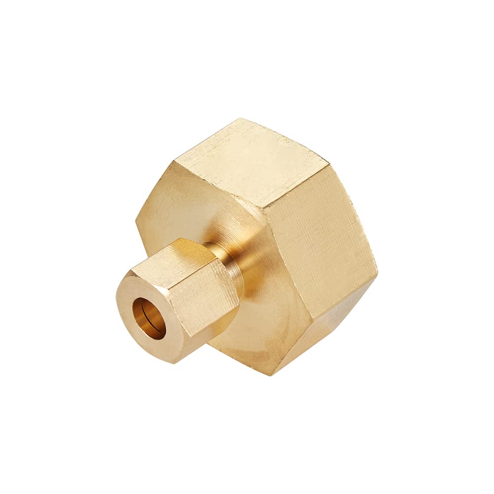 Rosca hembra de manguera de jardín GHT de 3/4 pulgadas a conector de latón de compresión OD de 1/4 pulgadas, adaptador de grifo a manguera, 2 unidades