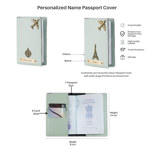 Image of AICA Personalised Name & Charm Womens Leather Combo Gift Set (Mintgreen) | Gifts for Women| Customised Gift Hamper for Woman