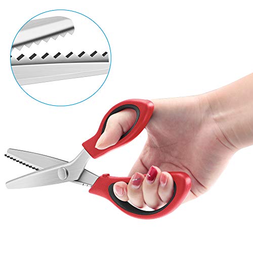 Yazemkel YABUYAJIANHONGH Pinking Shears Serrated,Comfort Grips Handled, Professional Dressmaking Sewing Craft Zig Zag Cut Scissors thumb #4