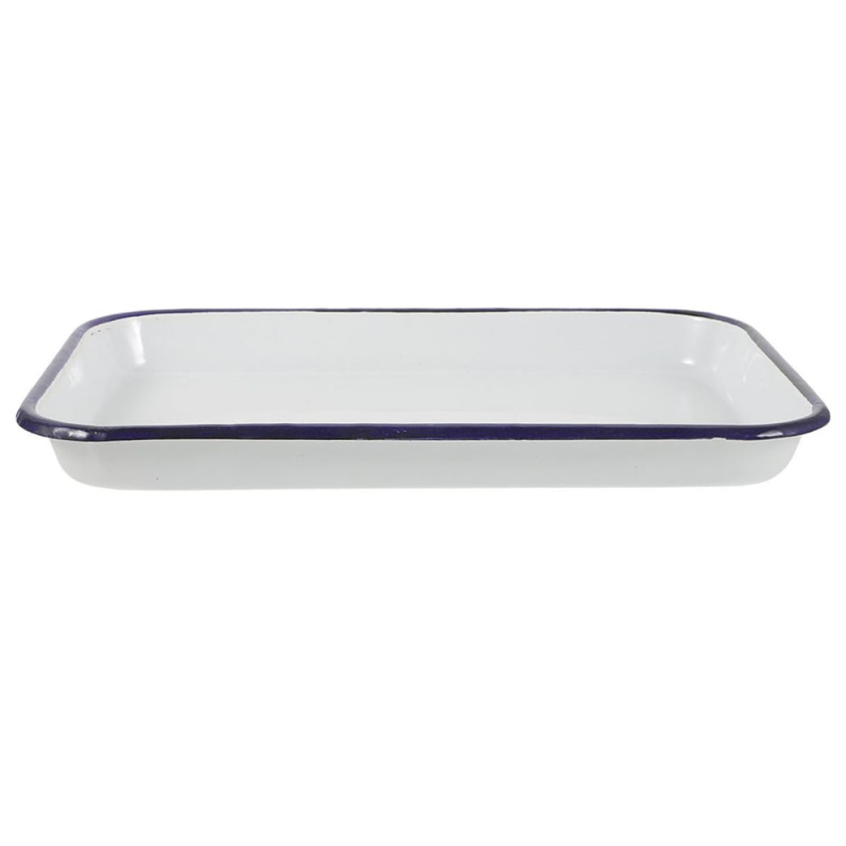 Plateau de service rectangulaire en émail blanc plat la poêle cuisson