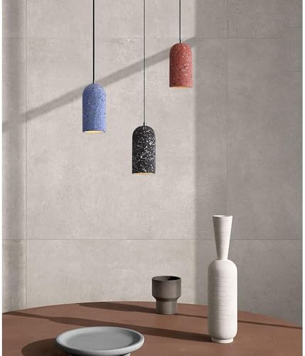 Suspension E27 en terrazzo design cylindrique moderne bleu - 4