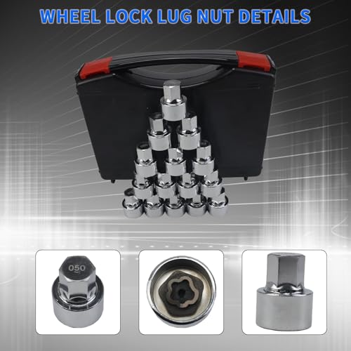 Image of 20pcs Wheel Lock Lug Nut Remover Kit Automotive Wheel Anti-Theft Screw Removal Key Socket Set Compatible with BMW