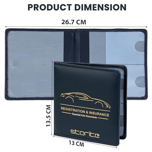 Image of Storite Car Document Holder Organizer | RC, Insurance, PUC, Driving Licence Storage Wallet | Vehicle Glove Box for Registration & Owner Manual Papers (Navy Blue)