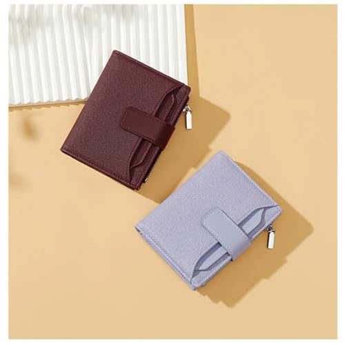 Women's Wallets Coming Short Women's Handheld Fold Zipper PU Leather Card Holder Cloth Wallet for Change，Credit Card(Black)3