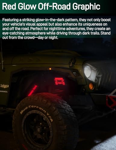 Image of JROAD Inner Fender Front Fender Liners Compatible with Jeep Wrangler JK JKU Aluminum,with 4 LED Lights for 2007-2018 Wrangler Accessories JK JKU Sport Sahara Rubicon 2 /4 Doors