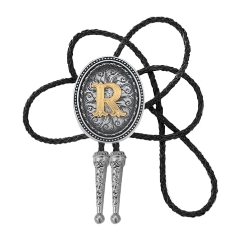 Absbolo BolRo Tie for Men Initial Letters ABCDJMR-Z Western Tie Rodeo Cowboy Bolo Tie for Men Women R Cover