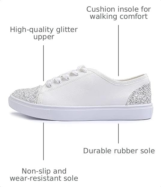 Image of FEVERSOLE Women's Fashion Dress Sneakers Party Bling Casual Flats Embellished Shoes