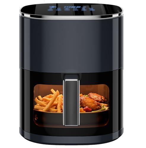Image of Simple Deluxe 12-in-1 Air Fryer 6.34 Qt, Digital Preset Airfryer with Visible Window, Nonstick and Dishwasher-Safe Basket, Air Fry, Roast, Bake, Dehydrate, Fries, 1700W, Black