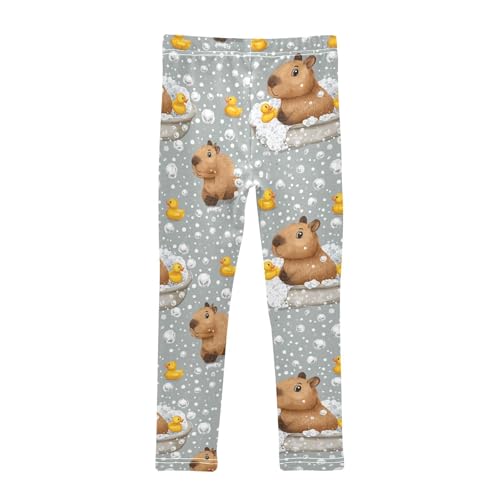Capybaras Yellow Duck Girls Leggings Kids Yoga Pants Dance Active Tights 4T2